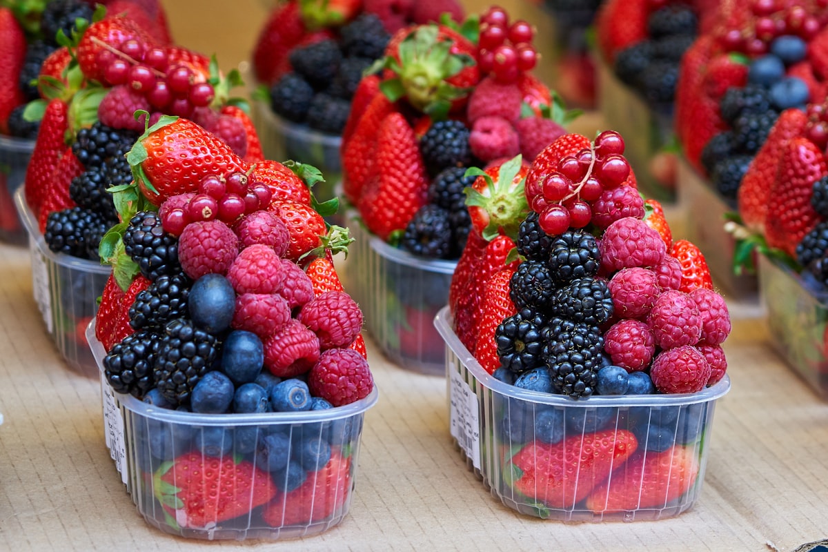 Colorful nutritious foods supporting eye health